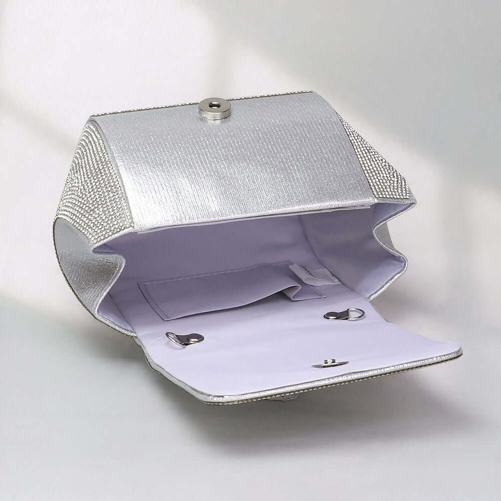 Silver Bling Studded Flap Evening Bag / Crossbody Bag - M H W ACCESSORIES LLC