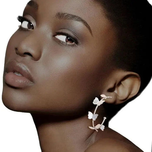Silver Butterfly Hoop Earrings - M H W ACCESSORIES LLC