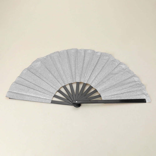 Silver Glittered Folding Line Dance Hand Fan - M H W ACCESSORIES LLC