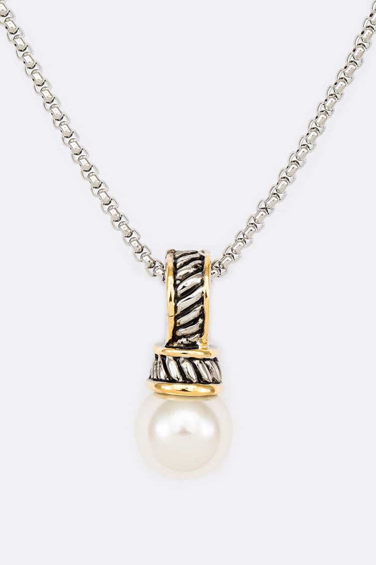 Silver Pearl Drop Necklace-M H W ACCESSORIES - M H W ACCESSORIES LLC
