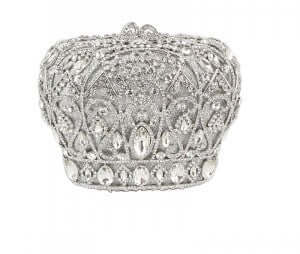 Silver Rhinestone Crown Clutch Evening Bag - M H W ACCESSORIES LLC