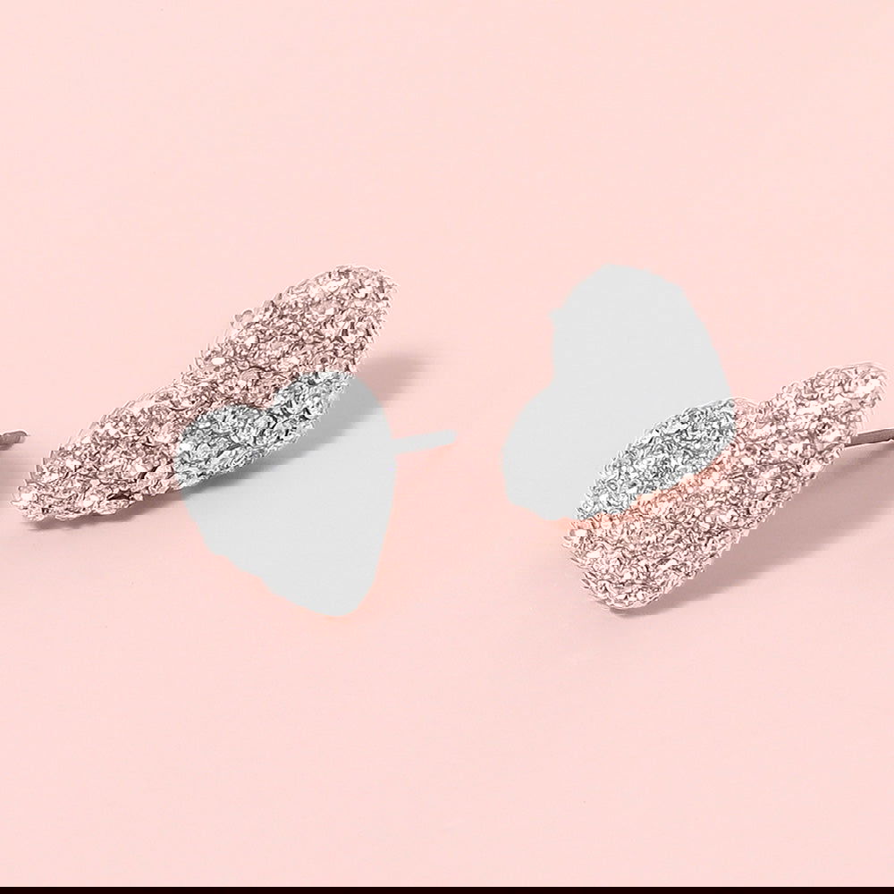 Silver Rhinestone Paved Puffy Heart Stud Earrings - M H W ACCESSORIES LLC