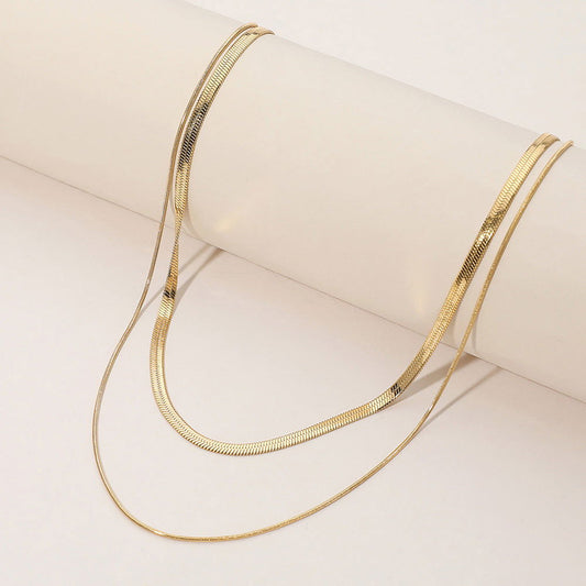 Stainless Steel Herringbone Rope Chain Layered Necklace - M H W ACCESSORIES LLC