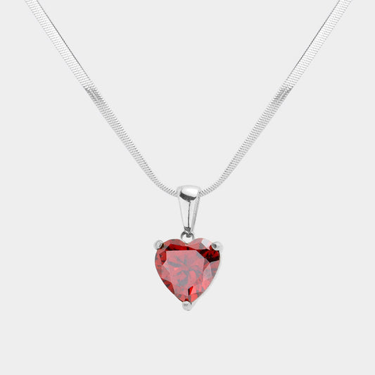 Stainless Steel Red Heart Pendant Necklace- M H W ACCESSORIES - M H W ACCESSORIES LLC
