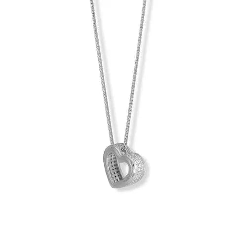 Sterling Silver Cubic Zirconia Floating Heart Necklace for Women - M H W ACCESSORIES LLC