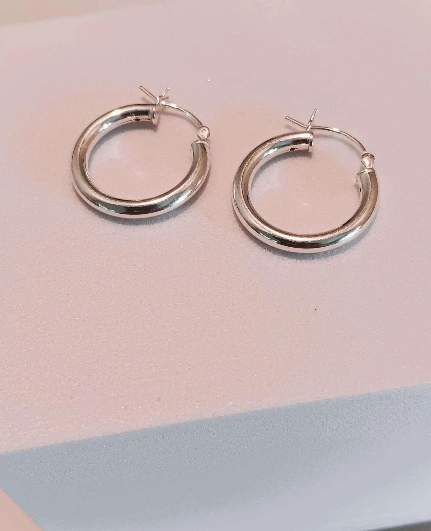 Sterling Silver 3mm x 30mm Hoop Earrings- M H W ACCESSORIES - M H W ACCESSORIES LLC