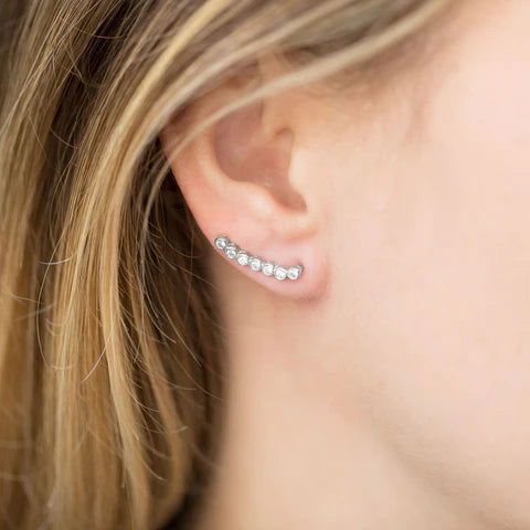 Sterling Silver Bezel Ear Climbers-M H W ACCESSORIES - M H W ACCESSORIES LLC