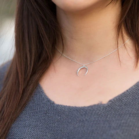 Sterling Silver Crescent Necklace-M H W ACCESSORIES - M H W ACCESSORIES LLC