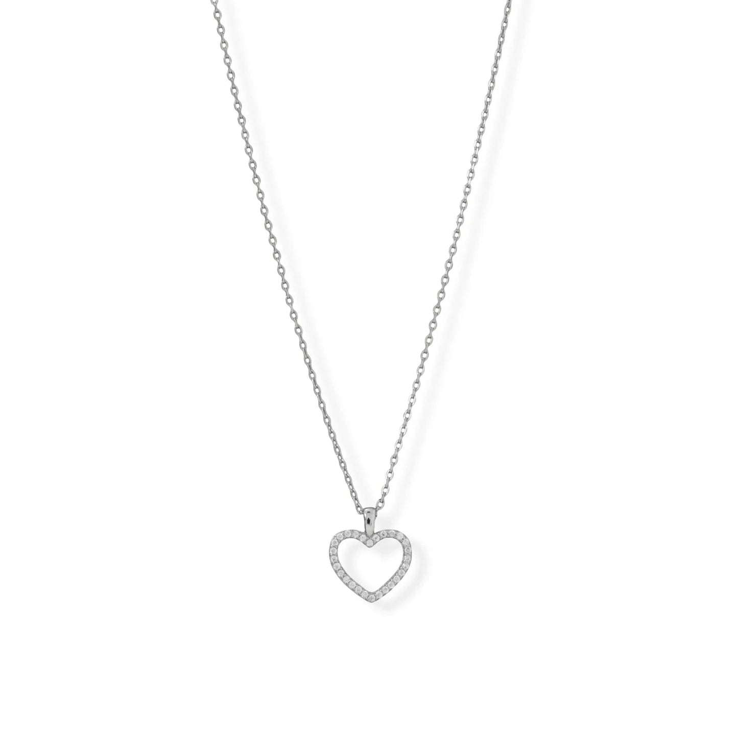 Sterling Silver Cubic Zirconia Heart Necklace for Women - M H W ACCESSORIES LLC
