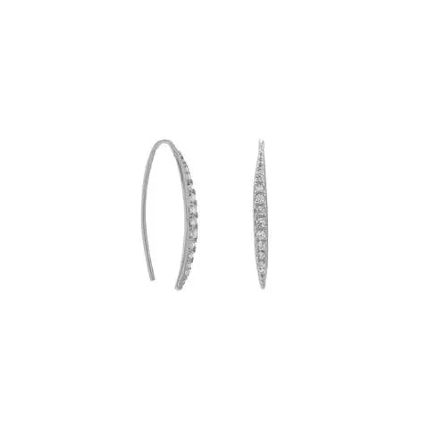 Sterling Silver Cubic Zirconia Threader Earrings - M H W ACCESSORIES LLC