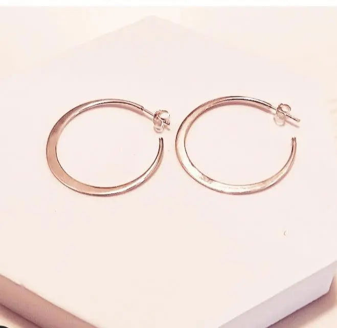 Sterling Silver Flat Tapered 3/4 Hoop Earrings - M H W ACCESSORIES LLC