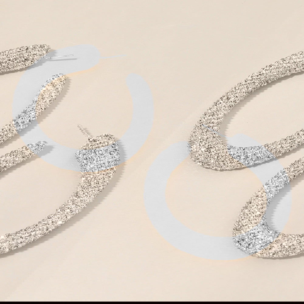 Sterling Silver Post Rhinestone Studded Hoop Earrings - M H W ACCESSORIES LLC