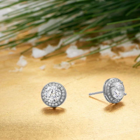 Sterling Silver Rhodium Plated CZ Studs-M H W ACCESSORIES - M H W ACCESSORIES LLC