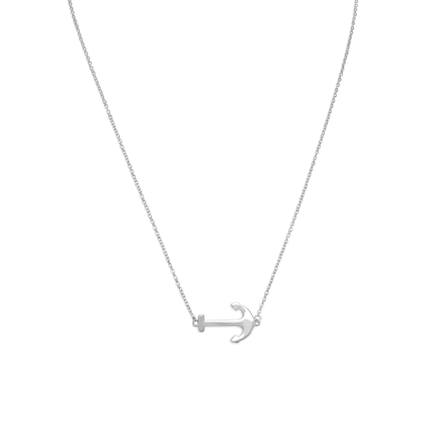 Sterling Silver Sideways Anchor Necklace-M H W ACCESSORIES - M H W ACCESSORIES LLC