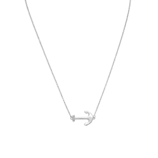 Sterling Silver Sideways Anchor Necklace-M H W ACCESSORIES - M H W ACCESSORIES LLC