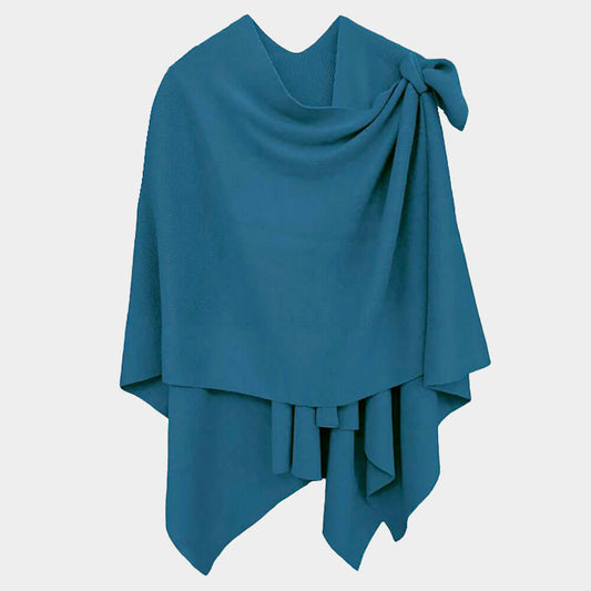 Teal Shoulder Strap Solid Ruana Poncho - M H W ACCESSORIES LLC