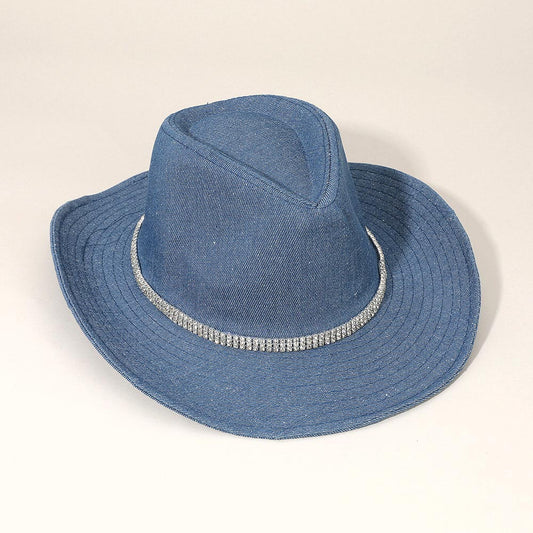 Three Row Rhinestone Band Fedora Hat - M H W ACCESSORIES LLC