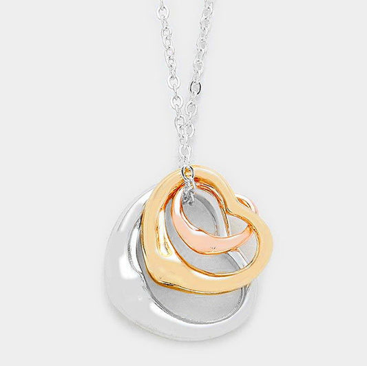 Triple Hearts Charm Necklace-M H W ACCESSORIES - M H W ACCESSORIES LLC
