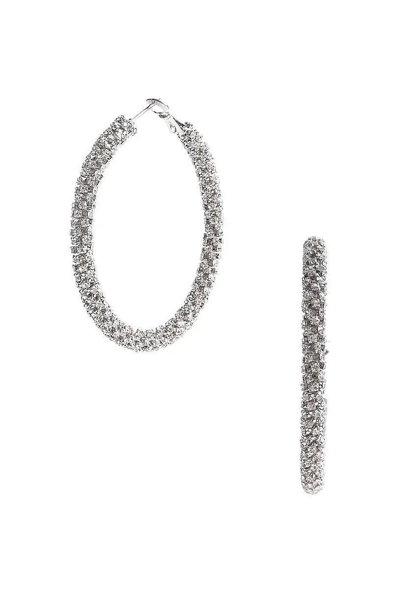 VICOTORIA RHINESTONE HOOP EARRINGS - M H W ACCESSORIES LLC