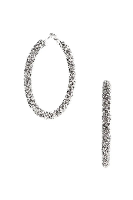 VICOTORIA RHINESTONE HOOP EARRINGS - M H W ACCESSORIES LLC