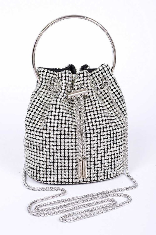 Silver Oversize Rhinestone Bucket Bag-M H W ACCESSORIES - M H W ACCESSORIES LLC