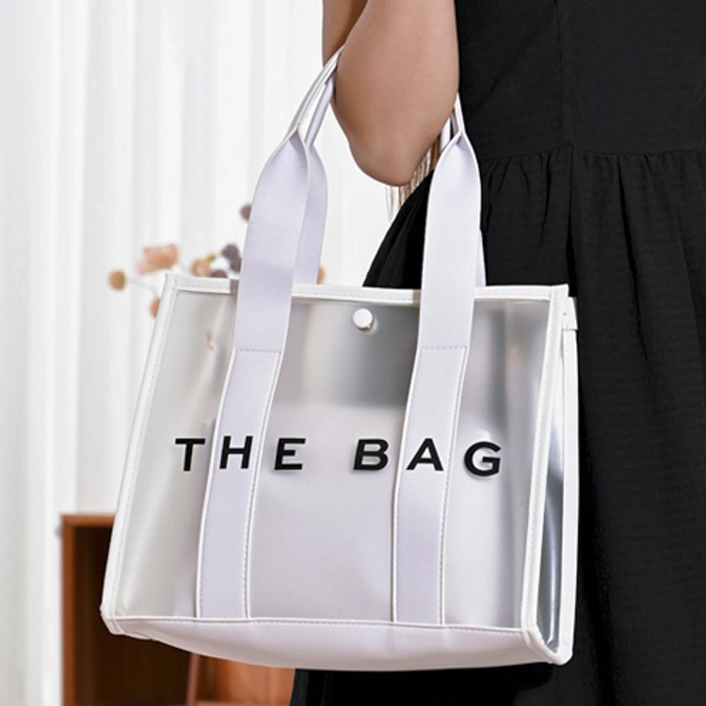 WHITE CLEAR COLOR EDGE TOTE BAG - M H W ACCESSORIES LLC