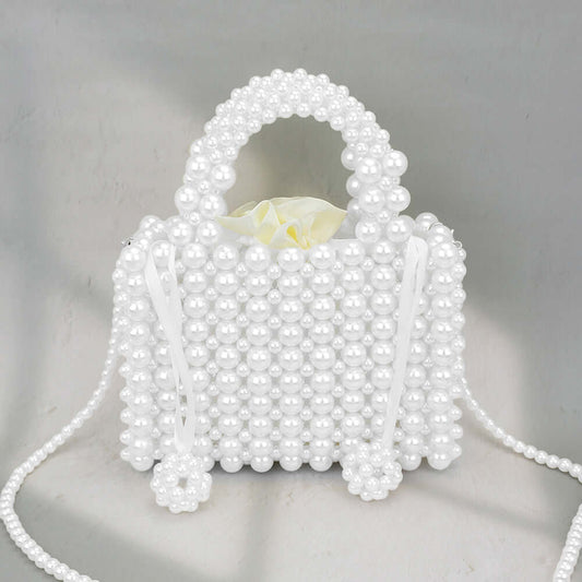 White Pearl Box Top Handle Crossbody Bag - M H W ACCESSORIES LLC