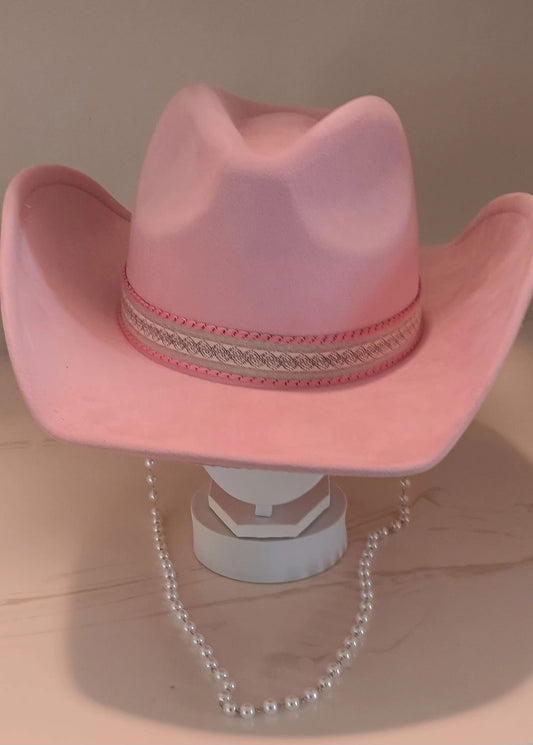 Zig Zag Pattern Band Pink Western Cowboy Hat - M H W ACCESSORIES LLC