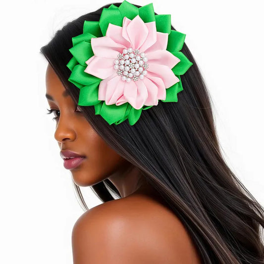 Pink and Green Flower Brooch/Hairclip