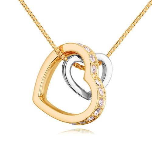 Gold and Silver CZ Heart Pendant Necklace-M H W ACCESSORIES - M H W ACCESSORIES LLC
