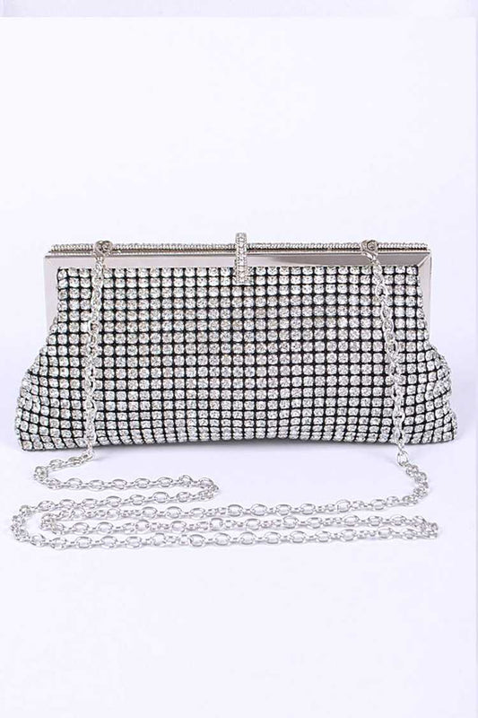 Silver Rhinestone Evening Statement Clutch Bag-M H W ACCESSORIES - M H W ACCESSORIES LLC