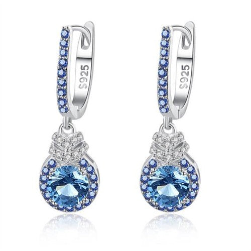 Blue Dangle Sterling Silver Earrings-M H W ACCESSORIES - M H W ACCESSORIES LLC