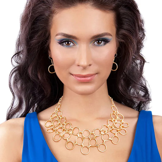 Samantha GOLD Linked Coller Necklaces- M H W ACCESSORIES - M H W ACCESSORIES LLC