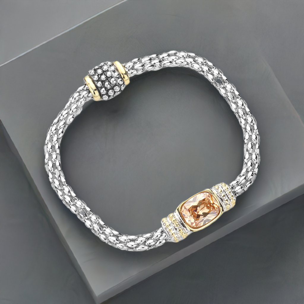 Peach CZ Classic Chain Bracelet- M H W ACCESSORIES - M H W ACCESSORIES LLC