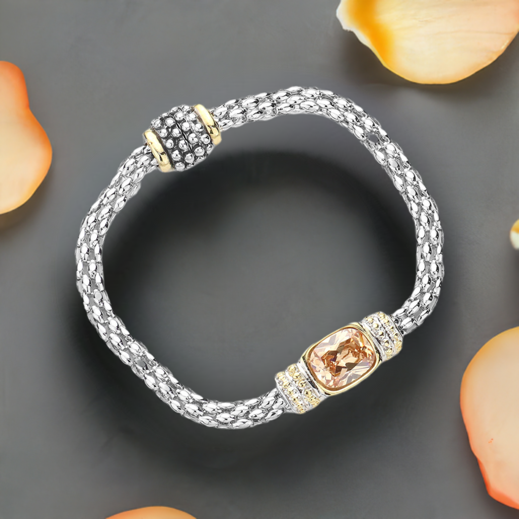 Peach CZ Classic Chain Bracelet- M H W ACCESSORIES - M H W ACCESSORIES LLC