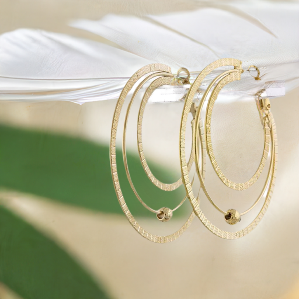 Gold Ball Hoop Earrings for Women - M H W ACCESSORIES LLC
