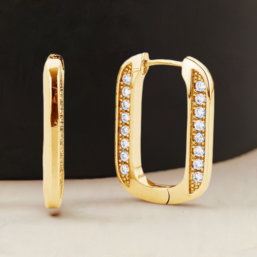 14K White Gold Dipped Cubic Zirconia Hoop Earrings - M H W ACCESSORIES LLC