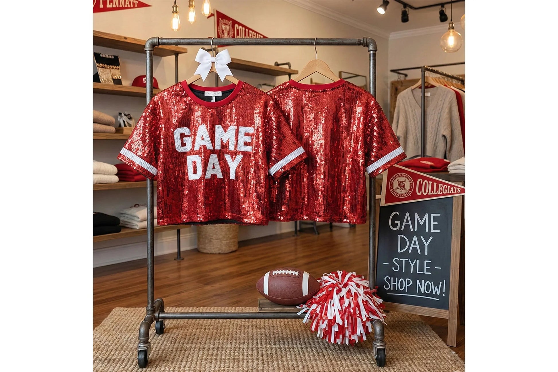 Red & White GAME DAY Sequin Crop Top for Women (Copy) M H W ACCESSORIES LLC Red & White GAME DAY Sequin Crop Top for Women (Copy)