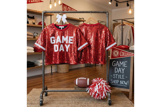 Red & White GAME DAY Sequin Crop Top for Women (Copy) M H W ACCESSORIES LLC Red & White GAME DAY Sequin Crop Top for Women (Copy)