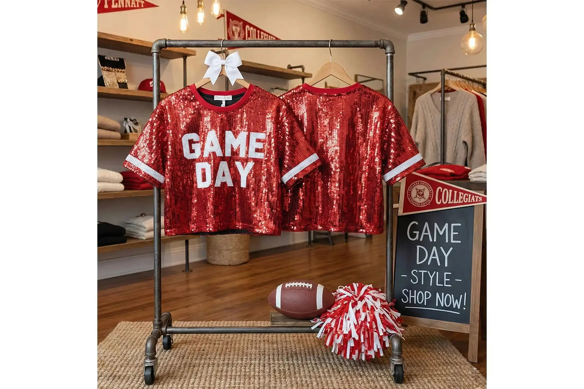 Red & White GAME DAY Sequin Crop Top for Women (Copy) M H W ACCESSORIES LLC Red & White GAME DAY Sequin Crop Top for Women (Copy)