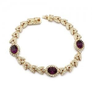 Purple Austrian Crystal Rose Gold Plated Bracelet-M H W ACCESSORIES - M H W ACCESSORIES LLC