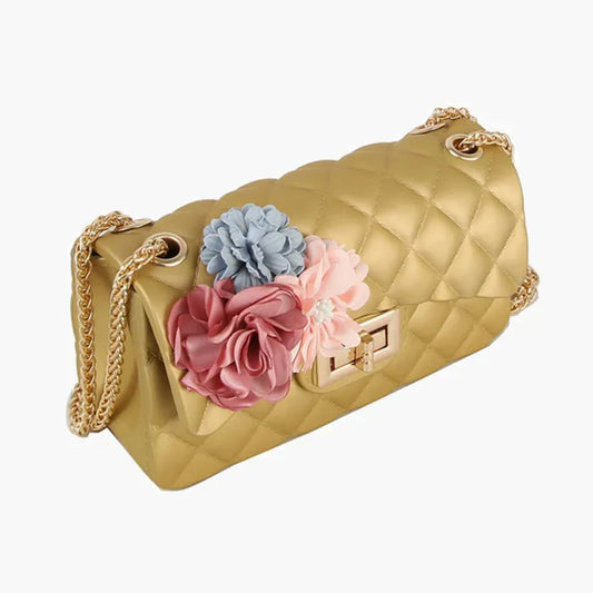 Gold Quilted Jelly Crossbody Bag for Women-M H W ACCESSORIES - M H W ACCESSORIES LLC