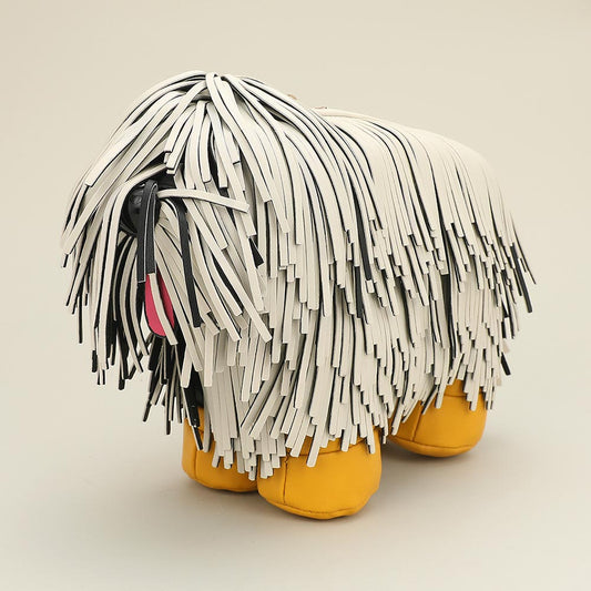 White Faux Leather Fringe Dog Crossbody Handbag M H W ACCESSORIES LLC White Faux Leather Fringe Dog Crossbody Handbag
